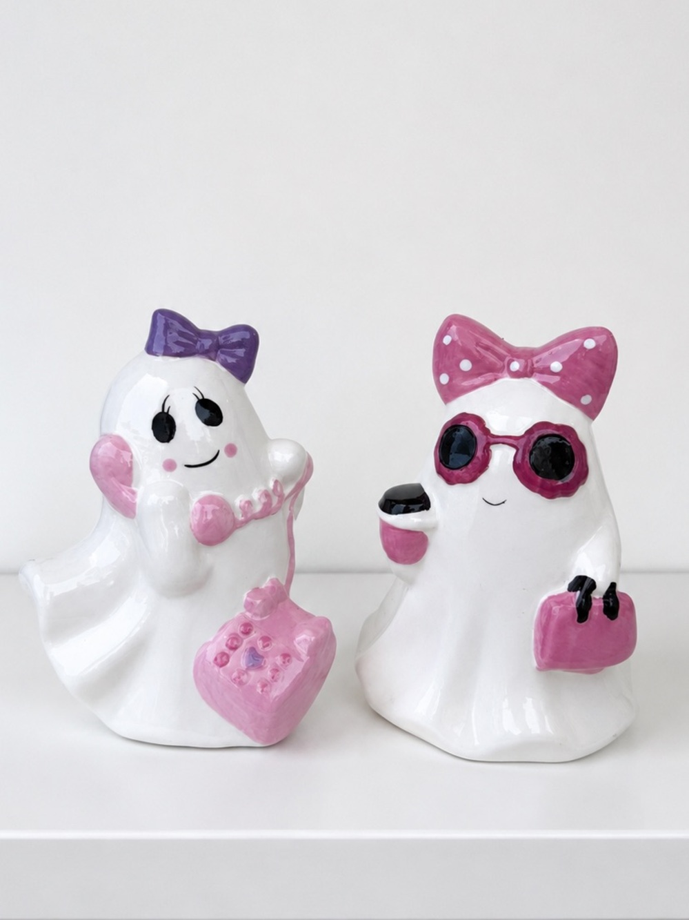 ALDI Halloween Pastel Pink Ghost Figurine Set